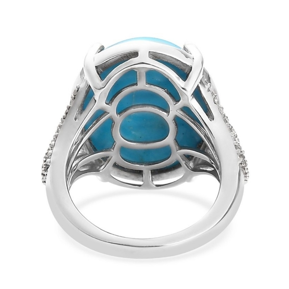 NEW Premium Arizona Sleeping Beauty Turquoise & Zircon Ring Size 6 - Picture 10 of 14